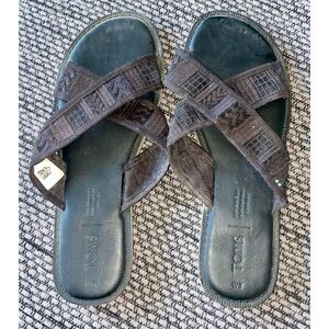 Barely Worn Toms Black Cloth Flip Flops, Sz W8